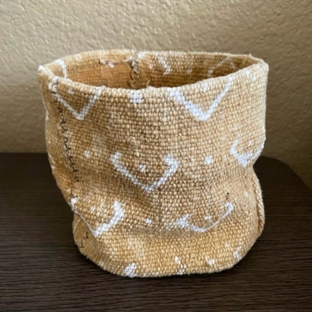 Handmade Mudcloth Plant Cover Basket Fabric Planter Sleeve Small